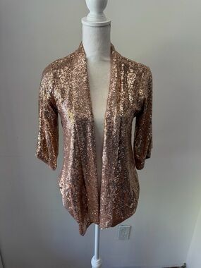 living doll Rose Gold Sequin Open-Front Jacket